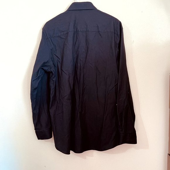 Kenneth Cole reaction black long sleeve shirt 17.5 34/35 slim fit - Picture 2 of 7